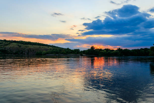 View of the Dnieper river at sunset