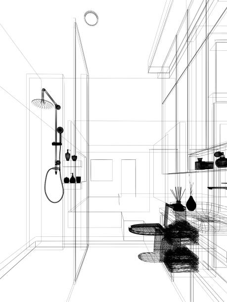 istock abstract sketch design of interior bathroom ,3d rendering 1299470791