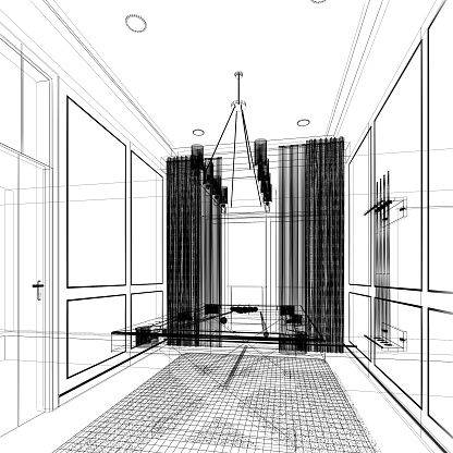 snooker room interior design. 3d rendering