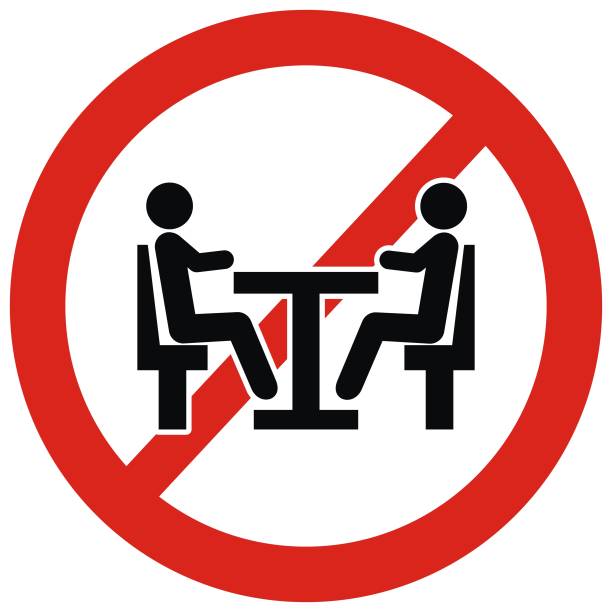 kein sitzen im restaurant, vektorsymbol - no eating sign law eating stock-grafiken, -clipart, -cartoons und -symbole