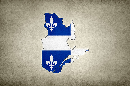 Quebec province flag, Canada waving banner collection. 3D illustration