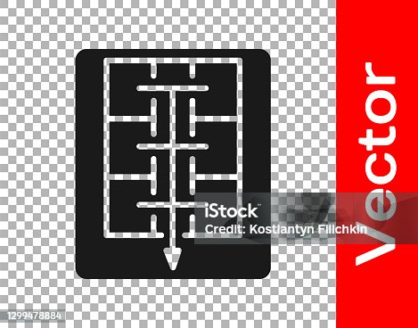 istock Black Evacuation plan icon isolated on transparent background. Fire escape plan. Vector 1299478884