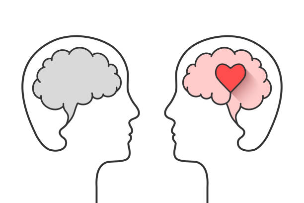 emotionale intelligenz, psychische gesundheit oder wohlbefindenskonzept - heart shape behavior human head hope stock-grafiken, -clipart, -cartoons und -symbole