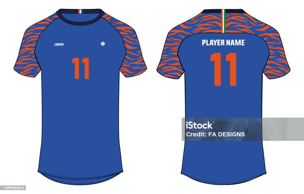 Sports Jersey T Shirt Design Concept Vector Template India Football Jersey  Concept With Front And Back View For Cricket Soccer Volleyball Rugby Tennis  And Badminton Uniform Stock Illustration - Download Image Now 