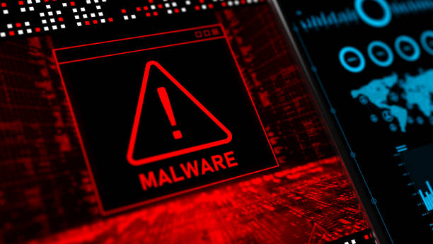 Abstract Warning of a detected malware program Malware Detected Warning Screen with abstract binary code 3d digital concept computer virus photos stock pictures, royalty-free photos & images