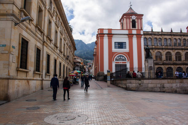 Bogota, Colombia 16.03.2018 View to Calle 10 from Plaza de Bolivar de Bogota College of St. Bartholomew\nColegio Mayor de San Bartolomé Fot. Marek Durajczyk
