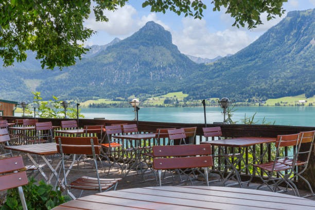 istock Terrace in St. Wolfgang with beautiful view at the Austrian Wolfgangsee 1299487726