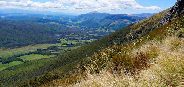 View from the ridgeline of the St Arnaud Range track in Nelson Lakes National Park, New Zealand