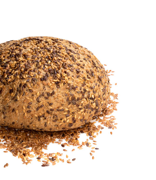 istock Gluten free multi seed bread with linseed isolated on white 1299489142