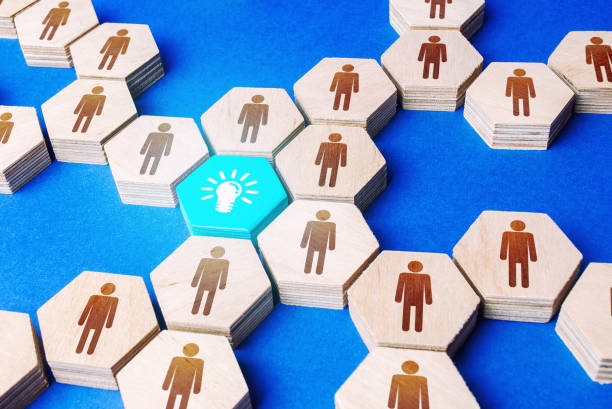 istock People structure growing around the idea. Founding a business company around a startup or ideological goal. Cooperation, teamwork. Strength in unity. Achieving goal. Innovation, fresh ideas. 1299489274