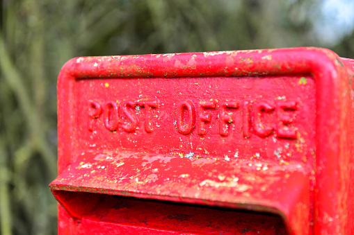 Close up of cast iron post box
