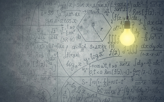 Bulb with equations on the wall, good idea.