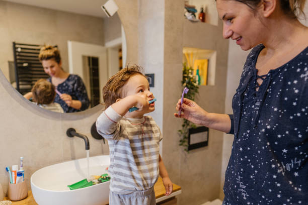 istock Morning wash up in our bathroom 1299493797