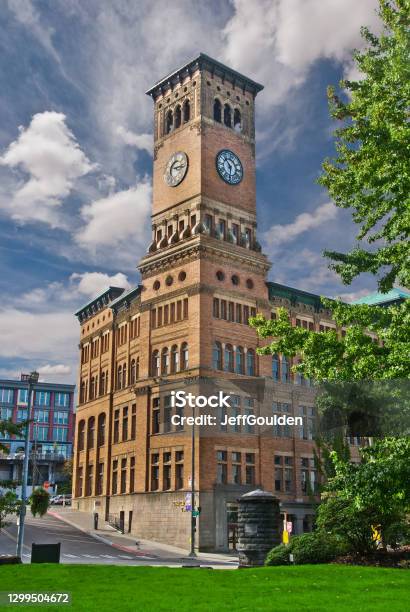 Old Tacoma City Hall Stock Photo - Download Image Now - Building Exterior, Clock, Tacoma