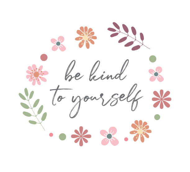 istock Be Kind to Yourself Slogan with Cute Flowers, Vector Design for Fashion and Poster Prints 1299504812