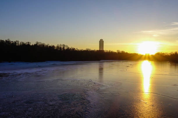 istock Sunset over frozen Lake Nuremberg Germany 1299509765