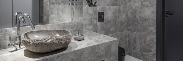 istock Stylish bathroom washbasin, panorama 1299519810