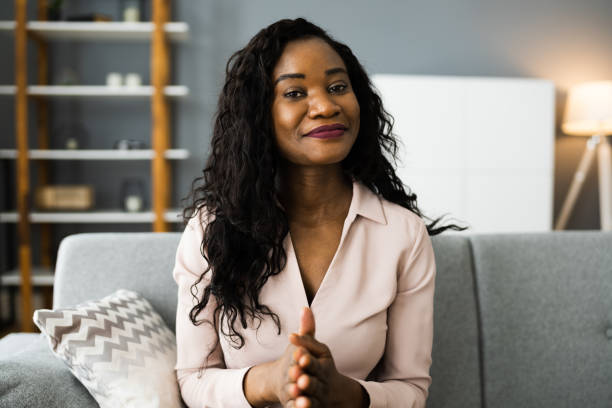 istock Happy Woman Video Conference Webinar Portrait 1299523633