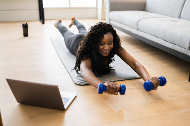 istock Online TV Home Fitness Workout 1299523701