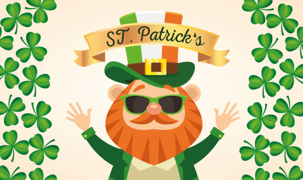 istock happy saint patricks day lettering poster with leprechaun and clovers 1299528759
