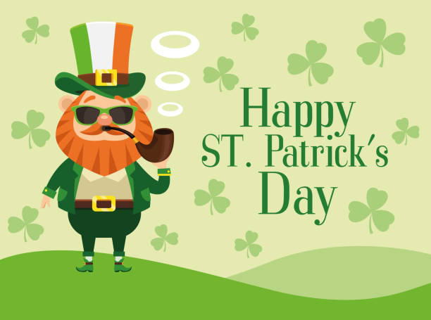 istock happy saint patricks day lettering poster with leprechaun smoking pipe 1299528781