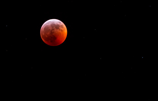 Lunar Eclipse creating a red hue or blood moon