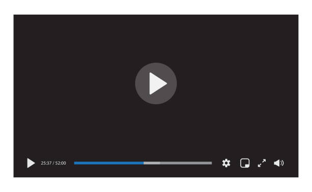 интерфейс видео плеера изолирован на белом фоне. дизайн шаблонов потокового видео для веб-сайта и мобильных приложений. иллюстрация вектор - construction equipment audio stock illustrations