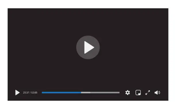 Vector illustration of Video player interface isolated on white background. Video streaming template design for website and mobile apps. Vector illustration