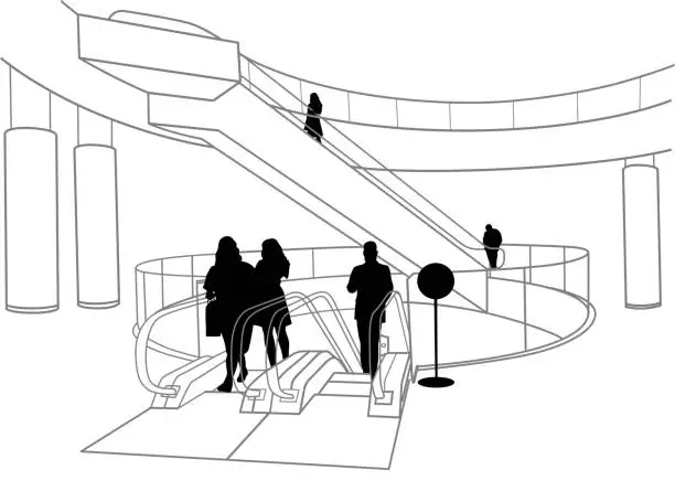 Vector illustration of Department Store Escalator