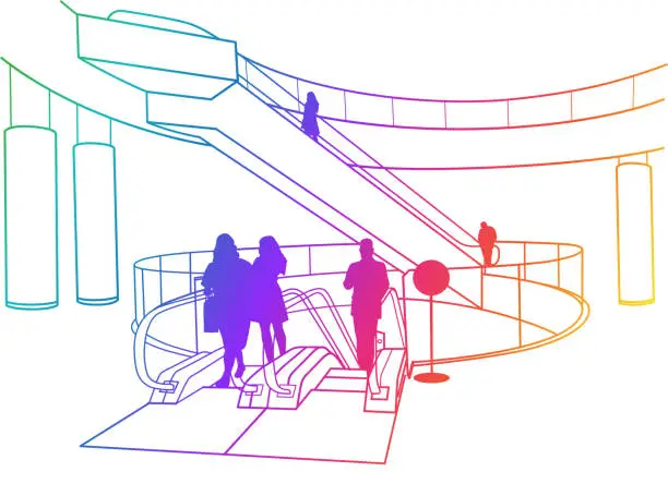 Vector illustration of Department Store Escalator Rainbow