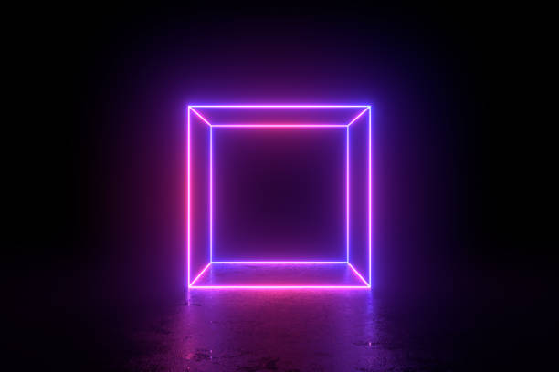 istock Abstract ultraviolet neon lights geometric shape background 1299544074