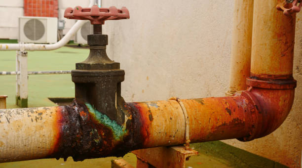 rusted pipes and on-off valves at maintenance. - water pipe rusty dirty equipment imagens e fotografias de stock