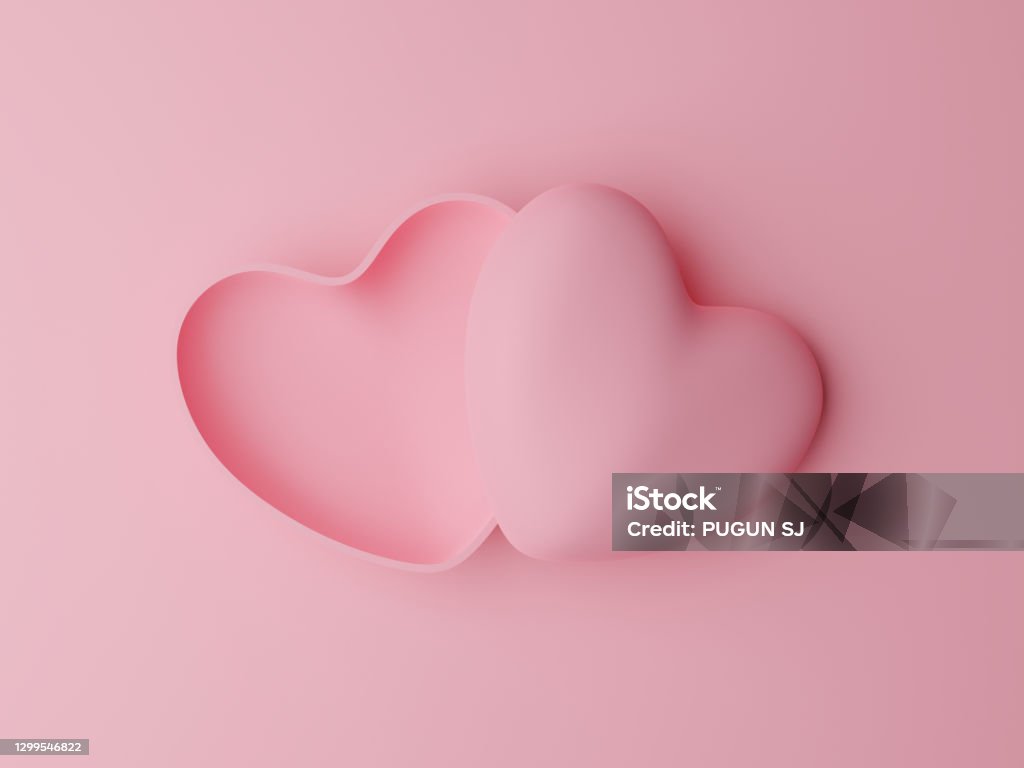 Öppna rosa pastellhjärta formade rutan på rosa bakgrund. Alla hjärtans dag koncept - Royaltyfri Alla hjärtans dag Bildbanksbilder