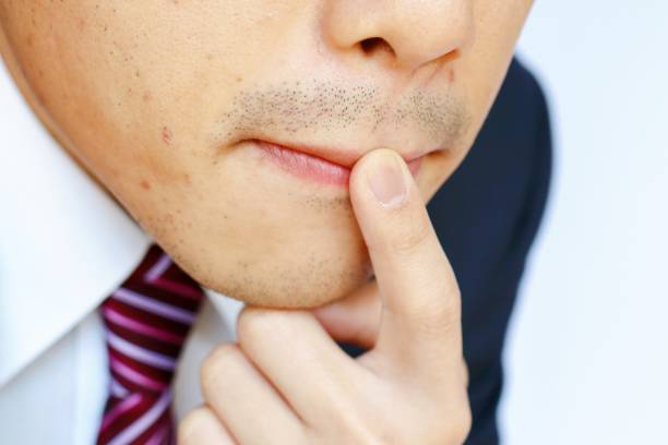 mustache of japanese man - stubble imagens e fotografias de stock