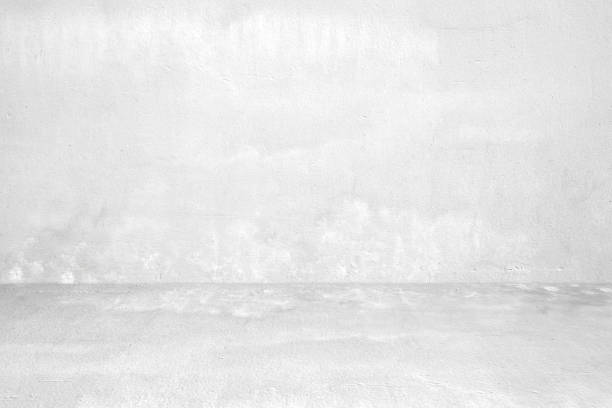 istock Empty white concrete room and floor background, Perspective grey gradient concrete room for interior background, backdrop,  Gray grunge cement room with space for product display mockup, template 1299550004