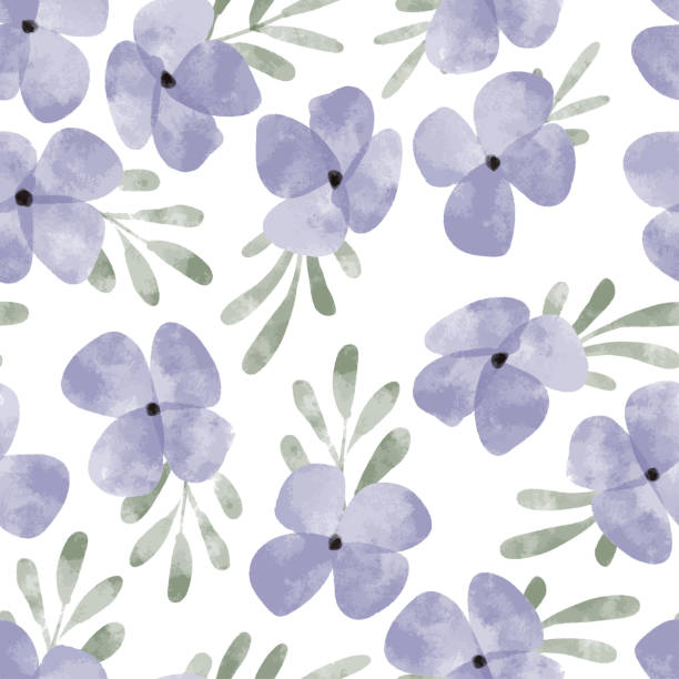 istock watercolor cute purple petal flower seamless pattern 1299550236