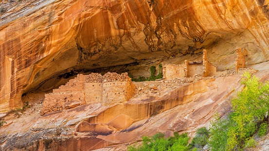 Well-preserved Monarch Cave Cliff Dwelling on Comb Ridge off Butler Wash in Bears Ears National Monument is Southeast Utah.