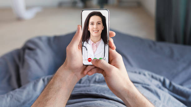 istock Man talking with doctor online via video call on smartphone, collage 1299554668