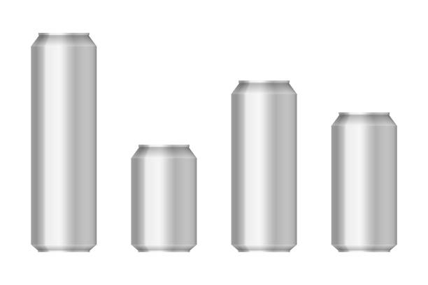 realistyczna ilustracja z aluminium może wektorowa - drink energy drink can isolated stock illustrations