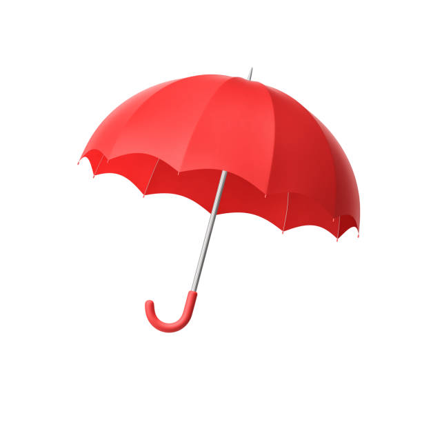 red umbrella against a dark blue dramatic sky