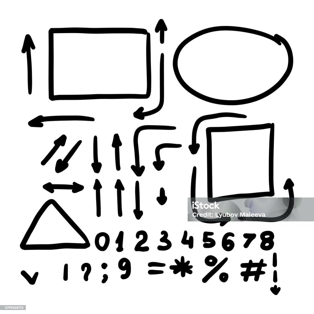 Action Number Sign A Set Of Arrows Numbers Action Signs Shapes Rectangle Circle Triangle ...