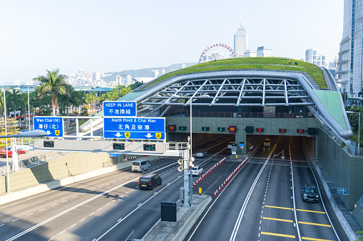 Hong Kong - November 2020 : Entrance of Central–Wan Chai Bypass and Island Eastern Corridor Link