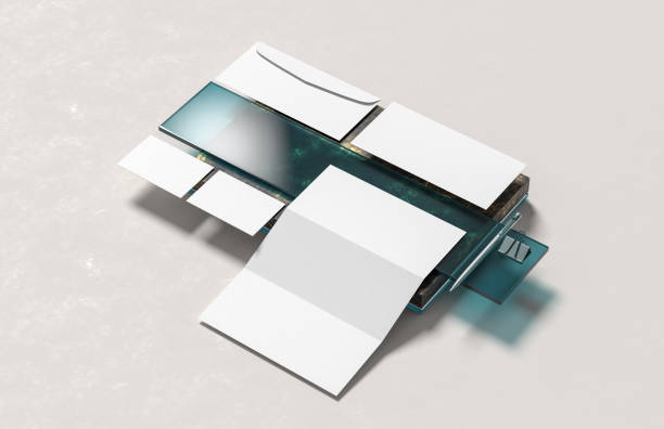 istock Corporate identity stationery mock up isolated on modern style background. Mock up for branding identity. 3D illustration 1299569367