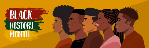 siyah tarih ay, genç afrikalı amerikalı saç portresi. vektör - black history month stock illustrations