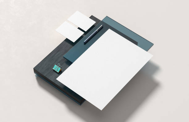 istock Corporate identity stationery mock up isolated on modern style background. Mock up for branding identity. 3D illustration 1299570652