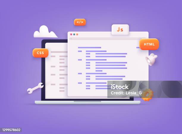 Website Programming And Coding Web Development And Coding 3d Vector ...