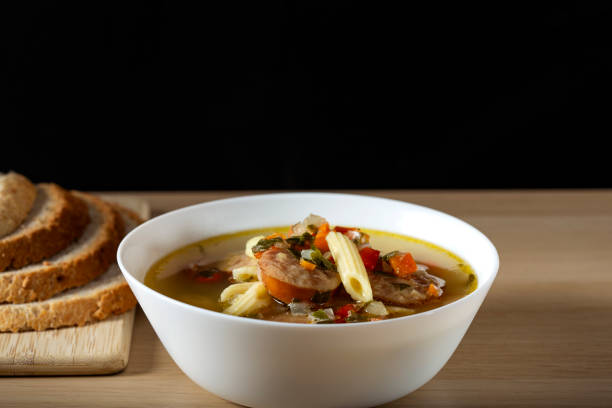 istock Soup with sausage, vegetables and pasta 1299584230