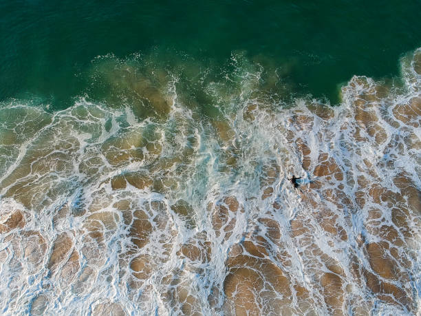 istock Aerial view from a surfer in a surf spot. Big waves in a beach 1299585193