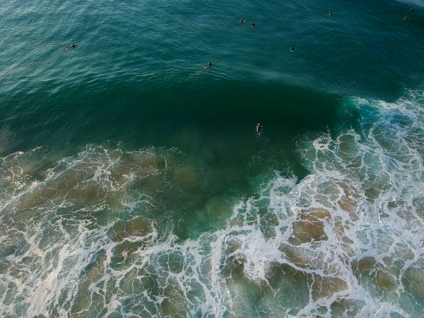 istock Aerial view from a surfer in a surf spot. Big waves in a beach 1299585205