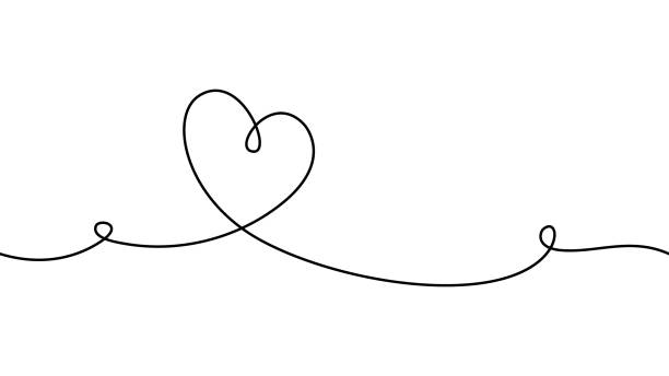 Hand drawn doodle heart. Stroke is editable so you can make it thiner or thicker. Continuous seamless line art drawing. Heart line art. Stroke is editable so you can make it thiner or thicker. This illustration is designed to make a smooth seamless pattern if you duplicate it horizontally to cover more space. continuous line drawing stock illustrations